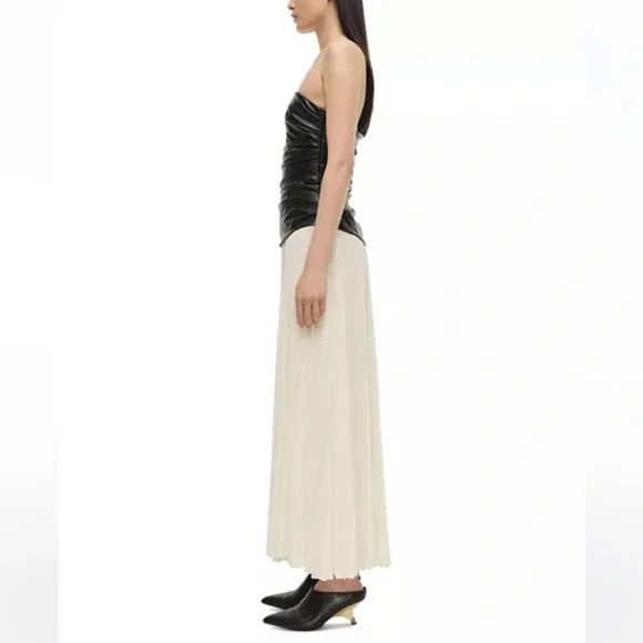 Simkhai Arie Faux Leather Bustier Dress Black White Pleated Strapless Sz 2 NWT - Picture 16 of 16